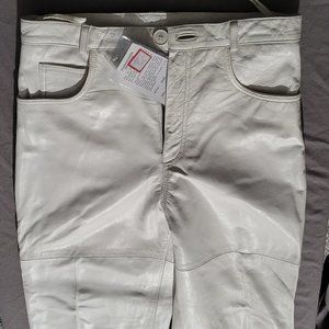 Men's size 32 white leather jeans straight leg fit brand new with tags